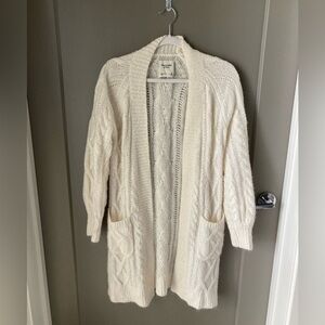 Abercrombie & Fitch Cream Cable-Knit Open Cardigan
